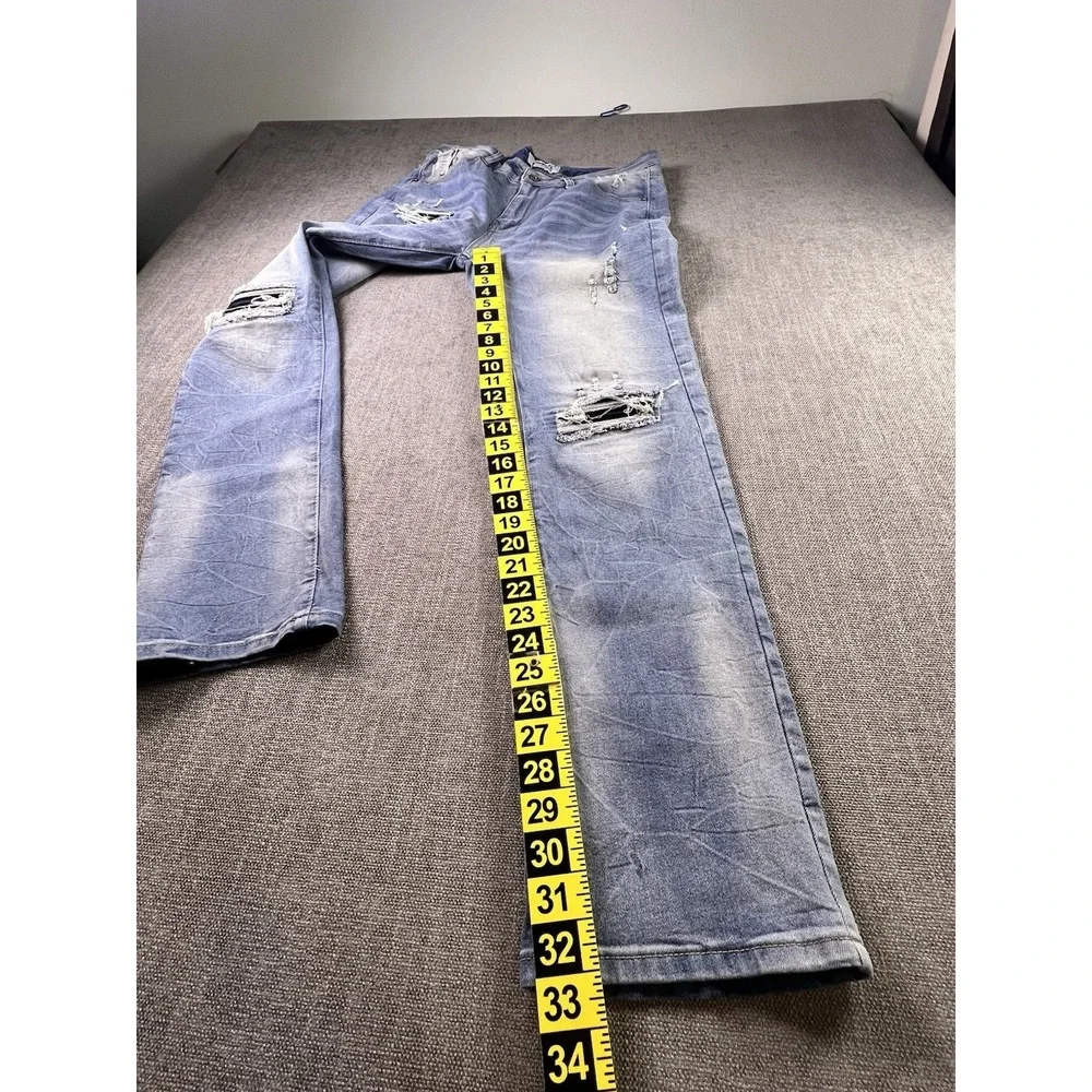 M. Society Jeans Men's 32 X 32 Distressed Straight Stretch Hip Hop Streetwear